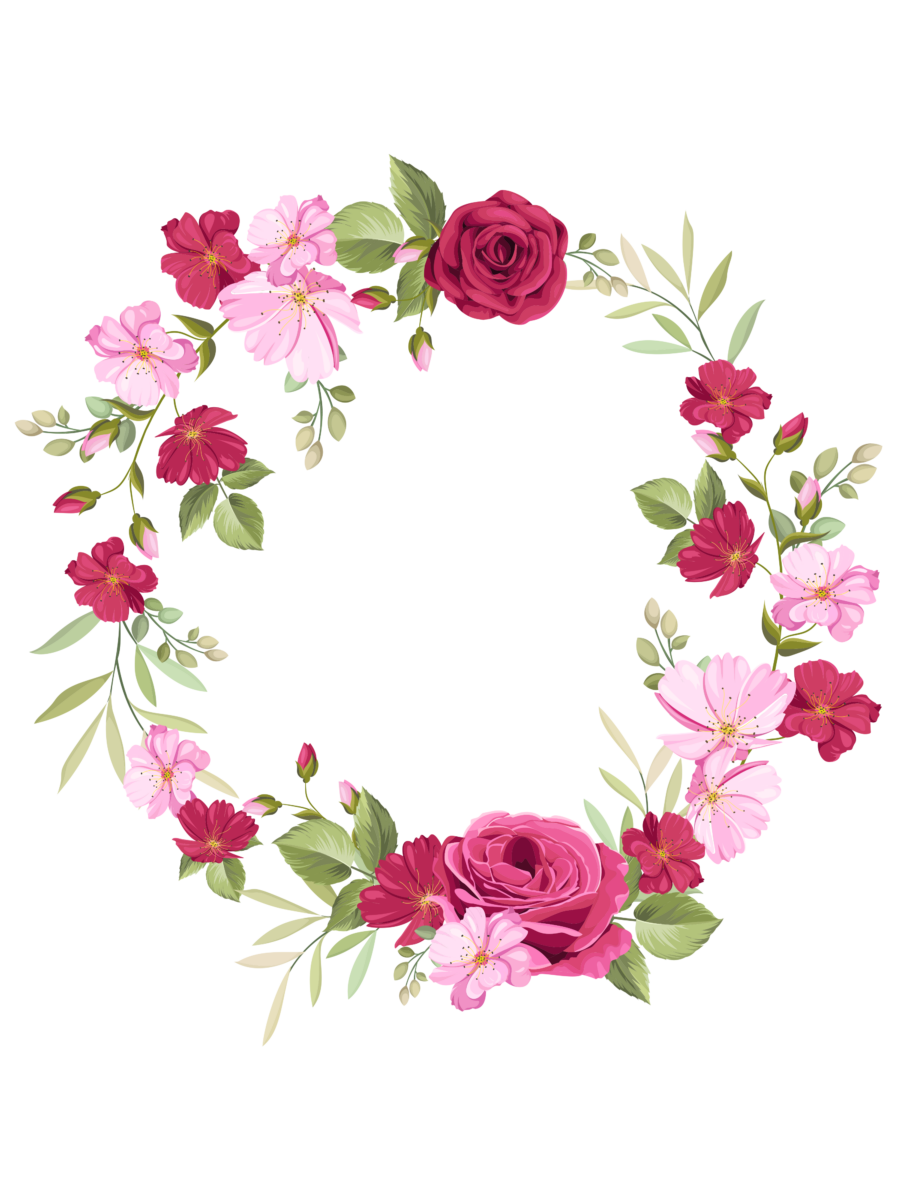 Цветочный венок без фона (PNG) - цветы, свадьба, розы, рамка, венок