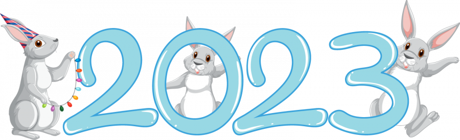 Надпись 2023 с кроликами - год, 2023